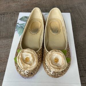 Joyfolie Gold Glitter Dress Shoes with Floral Detail Youth 2